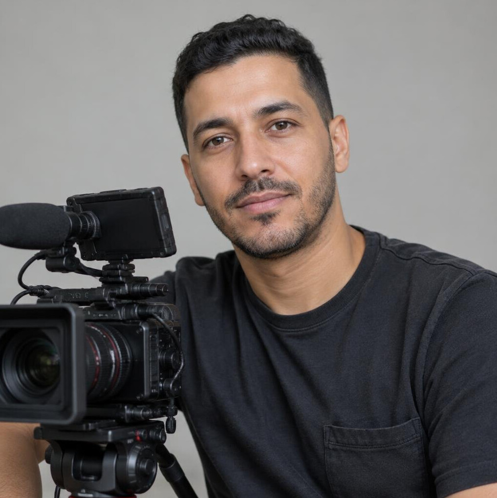 Portrait of a man with short hair in a casual shirt